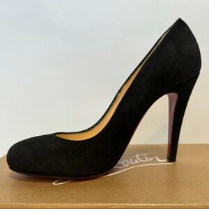 NEW $675 Christian Louboutin Ron Ron 100 Black Suede classy heel pump shoes 35.5
